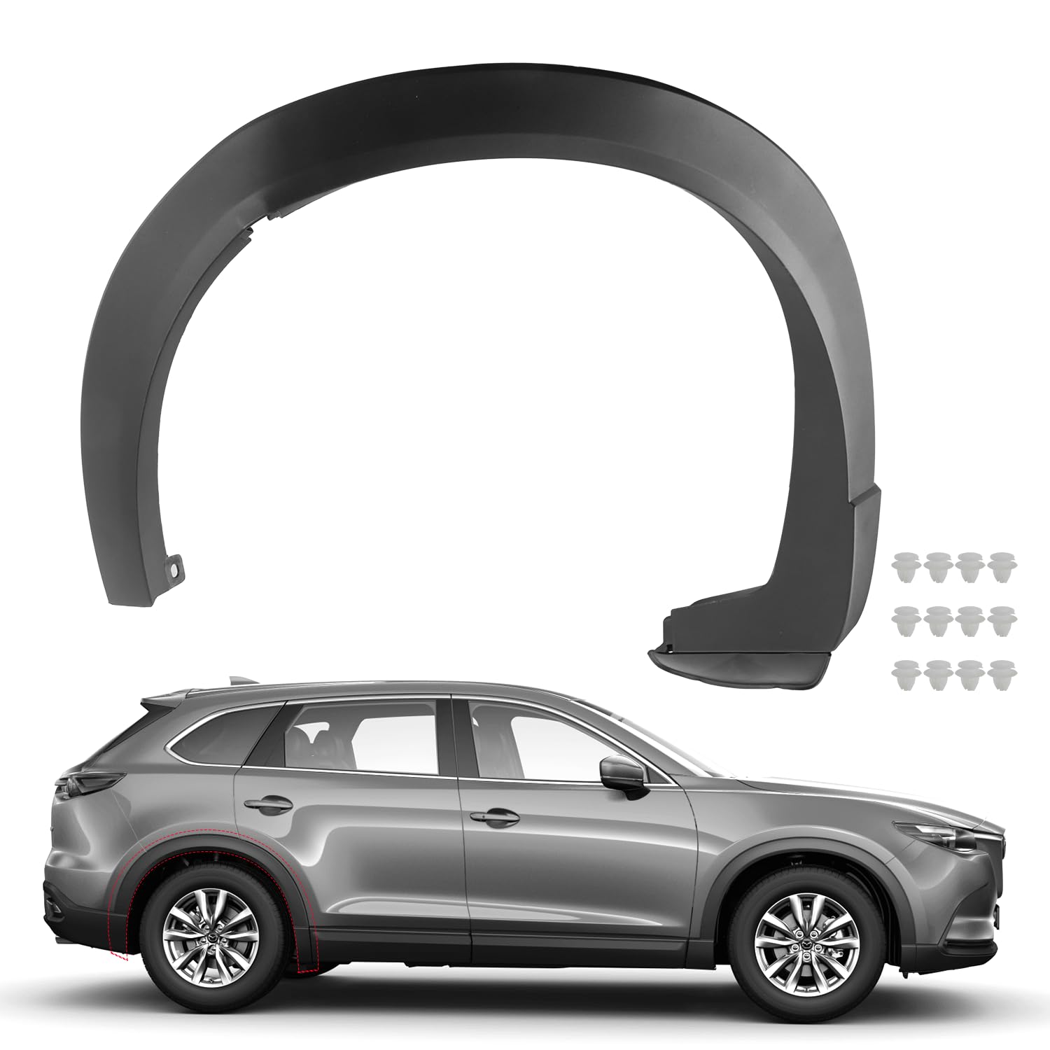 Photo 1 of SleYuYir Rear Right Side Wheel Fender Molding Trim Compatible with Mazda CX-9 2016-2023# TK48-51-W50F TK48-51-W50H TK4851W50F TK4851W50H Rear Right Wheel Arch Molding