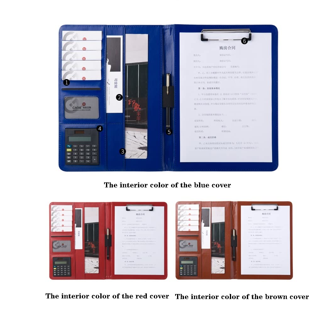 Padfolio, organizer for portfolio, con calcolatrice Padfolio in similpelle con blocco appunti formato A4 for colloqui di lavoro e raccoglitore ad anelli for curriculum (rosso)