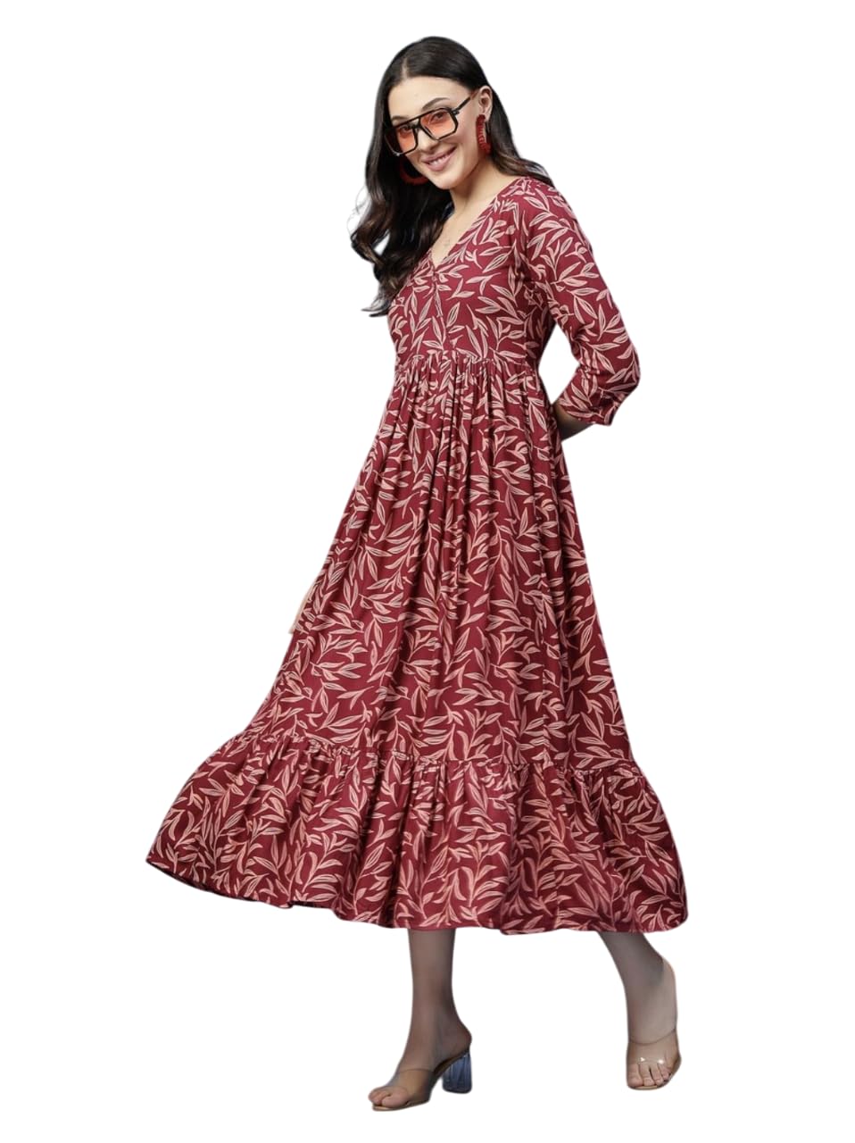khejal Floral Printed Nursing Kurti for Women | Soft Cotton Maternity Gown with Hidden Zip | Comfortable Pregnancy Nightwear Dress-picture-9