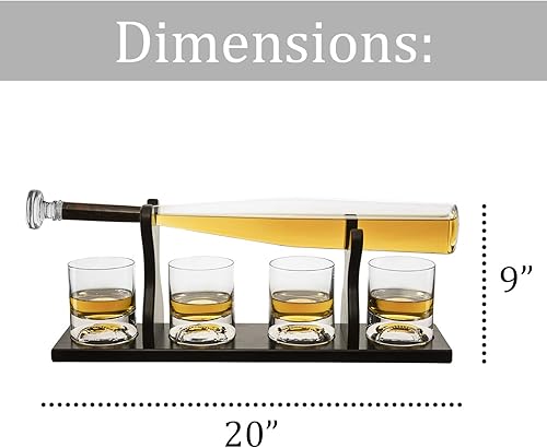 Miniatura 4 de The Wine Savant Decantador de whisky y vino de béisbol con 5 copas de béisbol, juego de bebidas espirituosas, regalos de entrenador de béisbol,