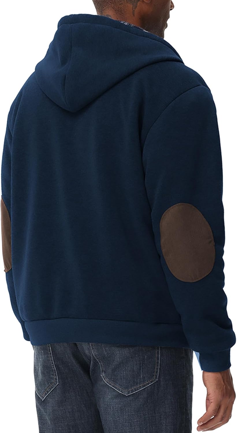 ZITY Mens Flannel Plaid Lined Hoodies Zip Up Heavyweight Sweatshirt Winter Warm Thick Coat - Image 2