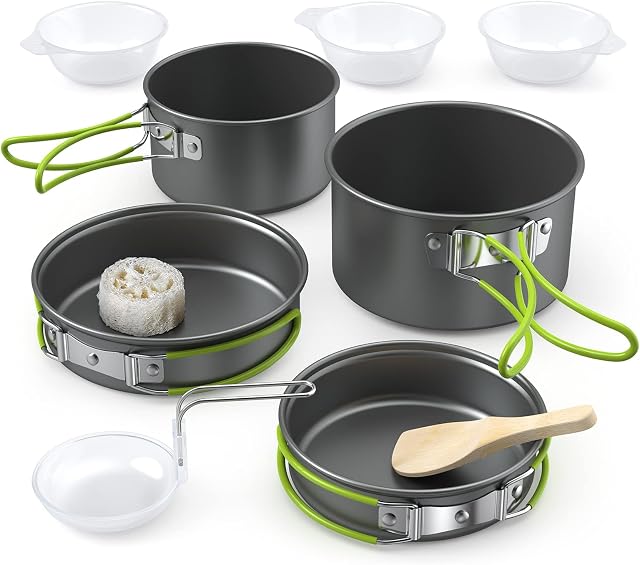Lixada Camping Cookware, 2-3 People Multifunctional Portable Cooking Set for Outdoor Camping Hiking Picnic