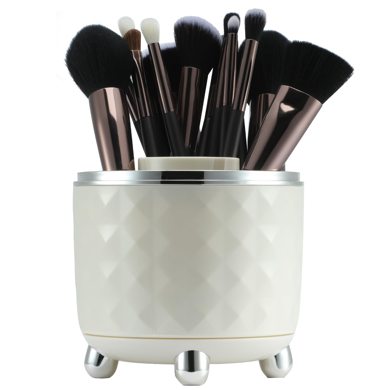 Lot de 17 pinceaux de maquillage professionnels pour les yeux, le visage, le fond de teint, le blender, le correcteur, le pinceau de maquillage avec support rotatif