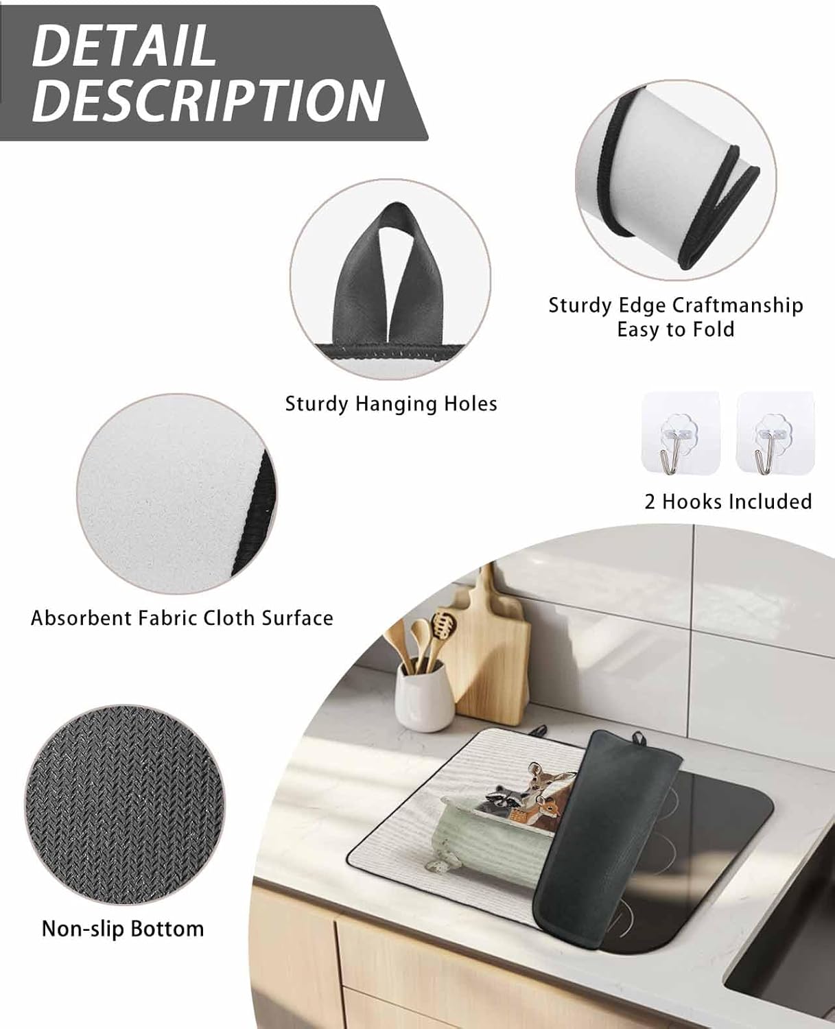 Animal Bathtub Stove Cover for Electric Stove, Watercolor Cute Bear Deer Fox Rabbit Raccoon Linen Stove Top Cover for Glass Top, Heat Insulation Rubber Mat Foldable Cooktop Top Protector, 31"x24"