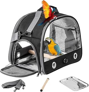 KUTKUT Bird Carrier with Perch Parakeet Travel Carrier Bag Portable Bird Backpack with Stainless Steel Plate Breathable Pa... Price In India
