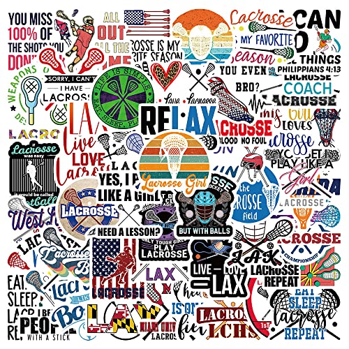 NC - 50pcs Lacrosse Stickers, Cool Sports Vinyl Waterproof Motivational Lacrosse Ball Stickers for Water Bottles Laptop Helmet Skateboard Guitar Scrapbooking Decals Gift for Boys Girls Men - 4.7/5