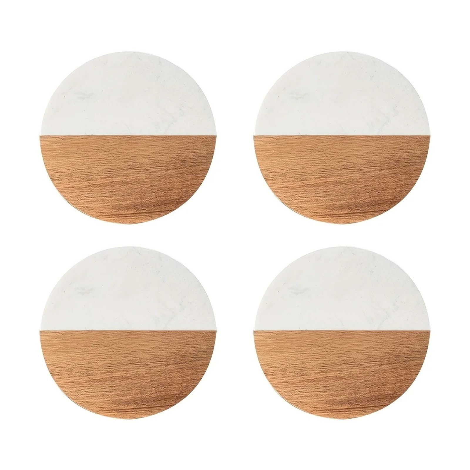 Wooden Round Coasters 4 Pack Marble Wood Spliced Coasters
