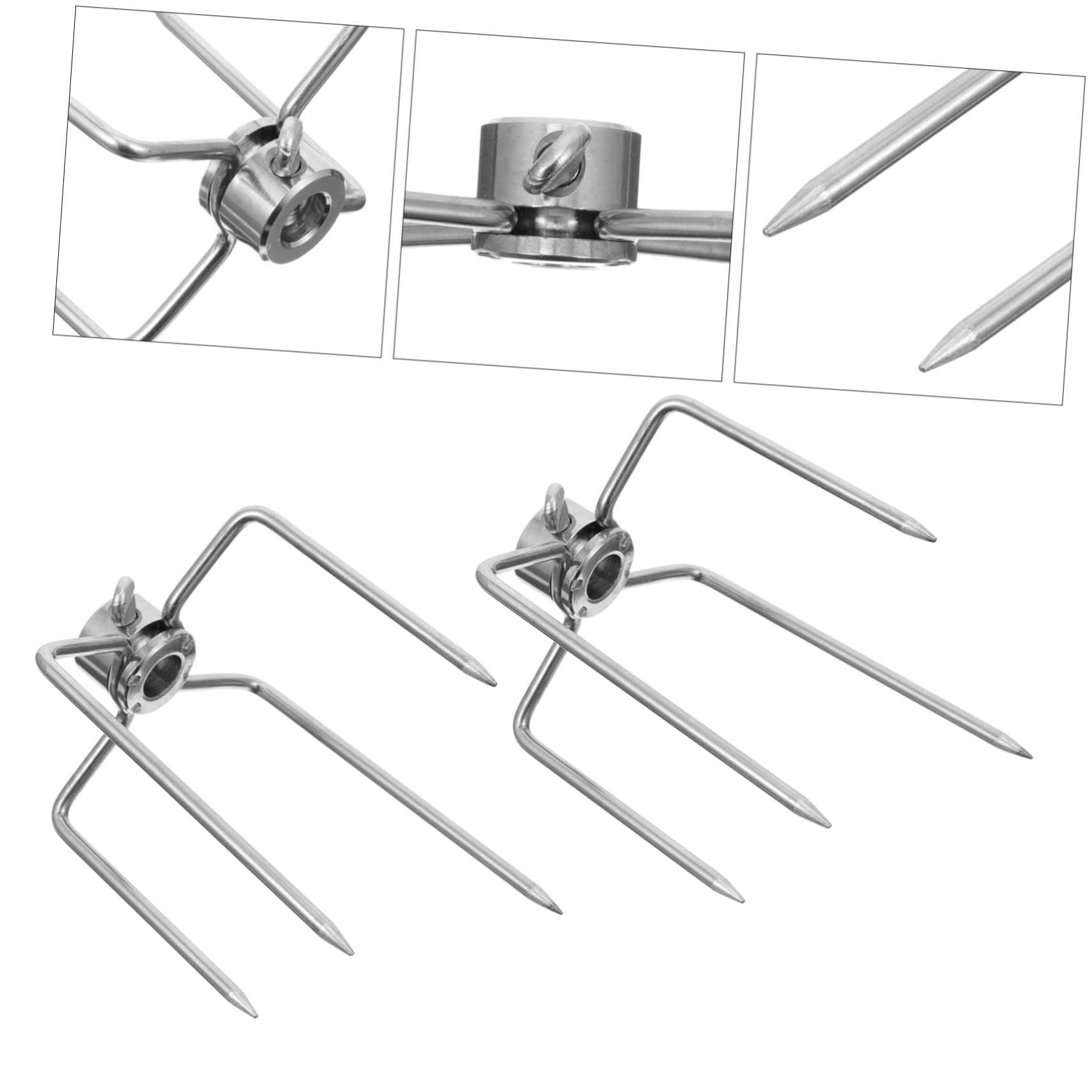 SUPVOX 2piezas Tenedores De Barbacoa De Acero Inoxidable Tenedores Para Asar Carne Accesorios Para Barbacoa Parrillas Al Aire