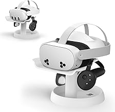 AMVR VR Stand Compatible with Meta Quest 3s/Quest 3/Quest 2/Vision Pro/Pico 4 - Universal VR Headset Display Dock, Sturdy Holder, Round Base, Easy Assembly (White)