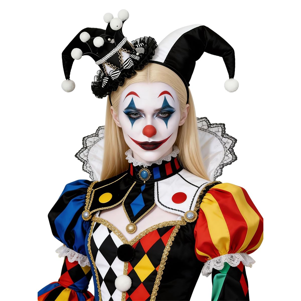 BPURB Women Circus Clown Jester Hat Lolita Crown Mini Top Hat Halloween Costume Headband Tiara for Carnival Cosplay Party — image 1