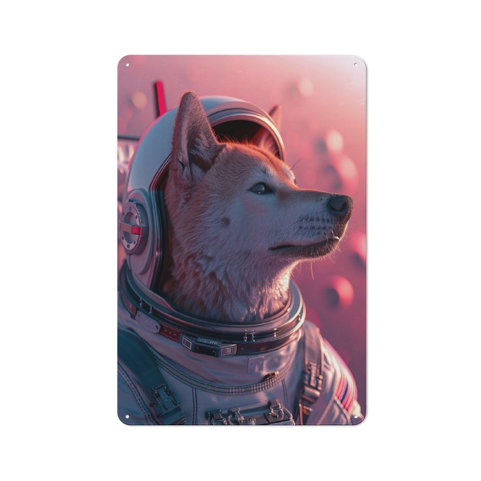 Junmoney Style-4 Kishu Ken Astronaut Rustic Metal Plaque 30X20cm For Garage Or Workshop, For Kitchen, Dining Room And Home Bar Wall Decor