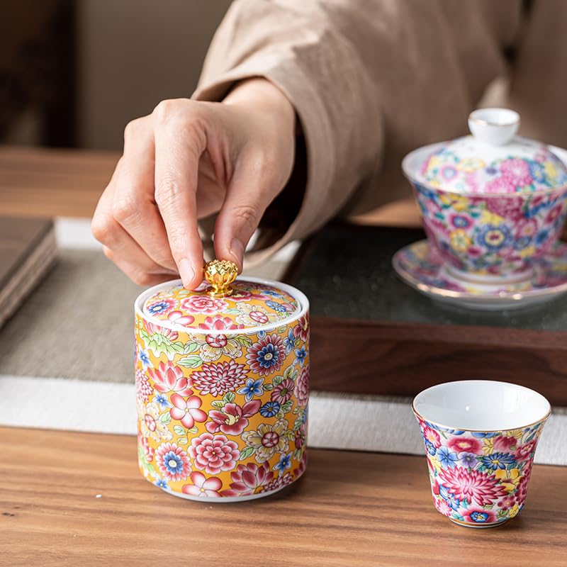 SDdPulse Tanque de almacenamiento de té, latas de té pequeñas de cerámica, latas vacías, latas selladas, latas de té, latas de porcelana, latas de té verde para el hogar, latas de té negro, tarro de