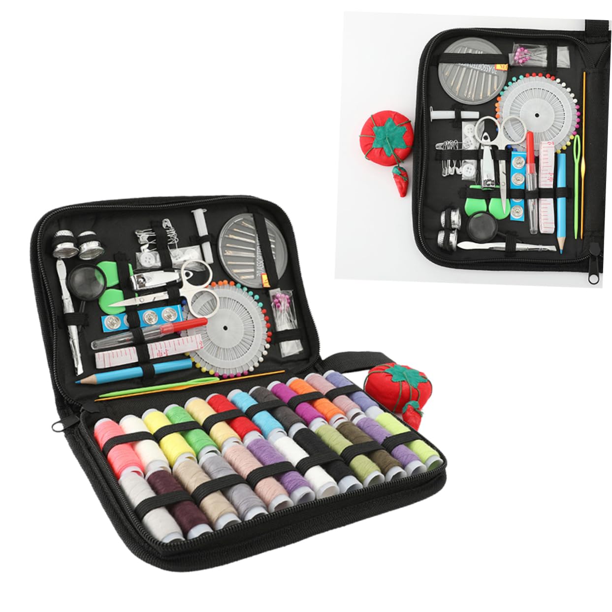 Kit de Costura Multifunción Hogar, 132 Piezas, Negro