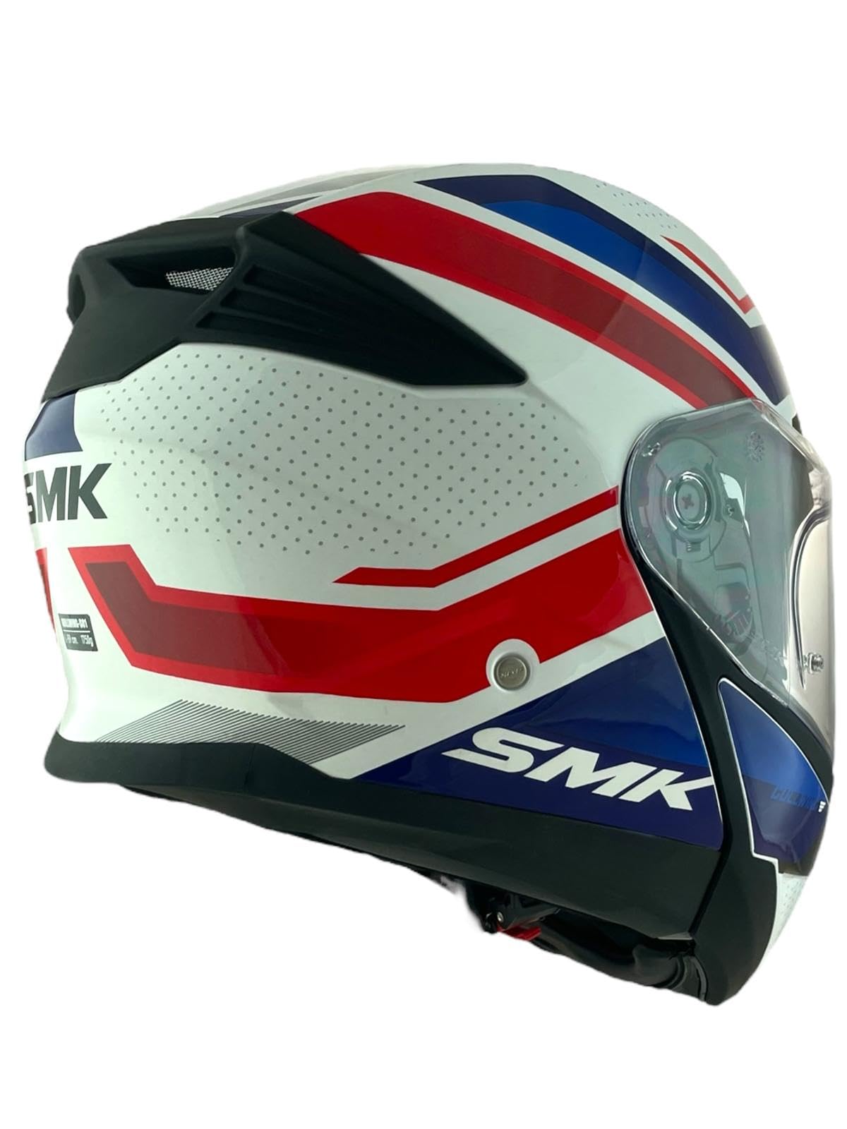 SMK Helmets Casco Modular GULLWING SUPERTOUR Blanco Azul y Rojo Homologación 22.06 con Doble Visor P/J (M 57/58)