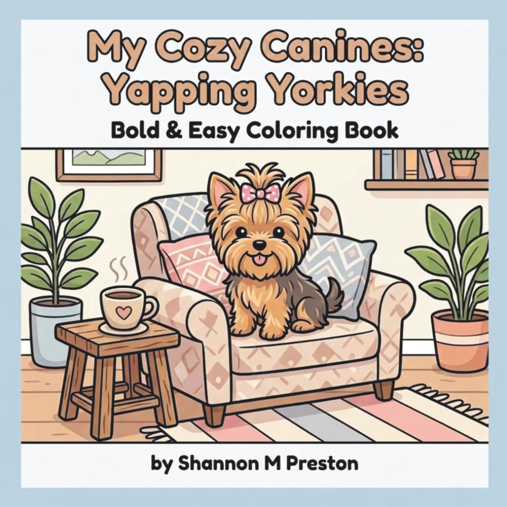 My Cozy Canines: Yapping Yorkies: A Relaxing, Bold and Easy Coloring Book of Adorable Yorkshire Terriers in Cute and Cozy Scenes