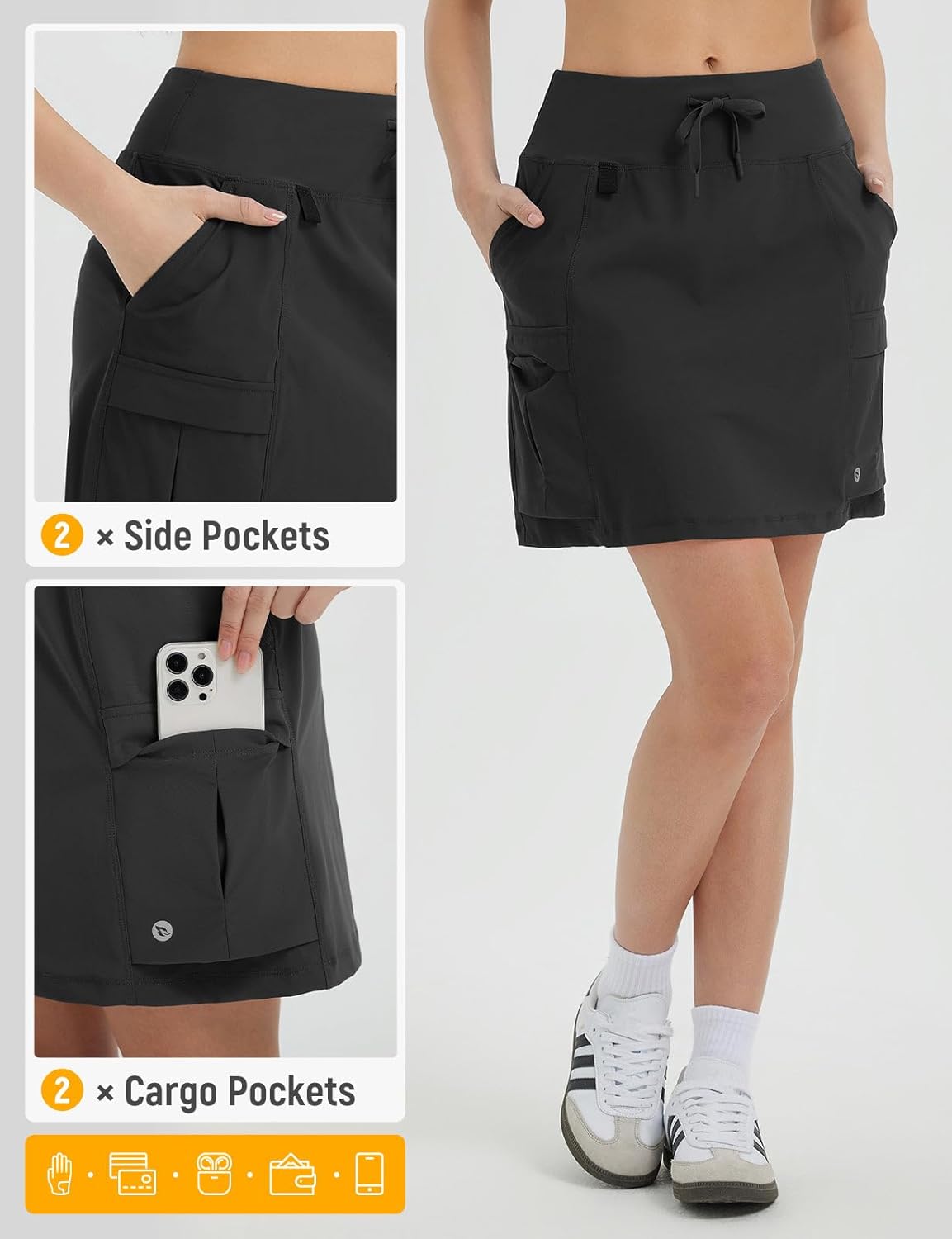 baleaf Women's 16" Hiking Cargo Skort Skirt High Waisted with Pockets Golf Workout UPF 50+ Sun Protection Quick Dry - Image 4