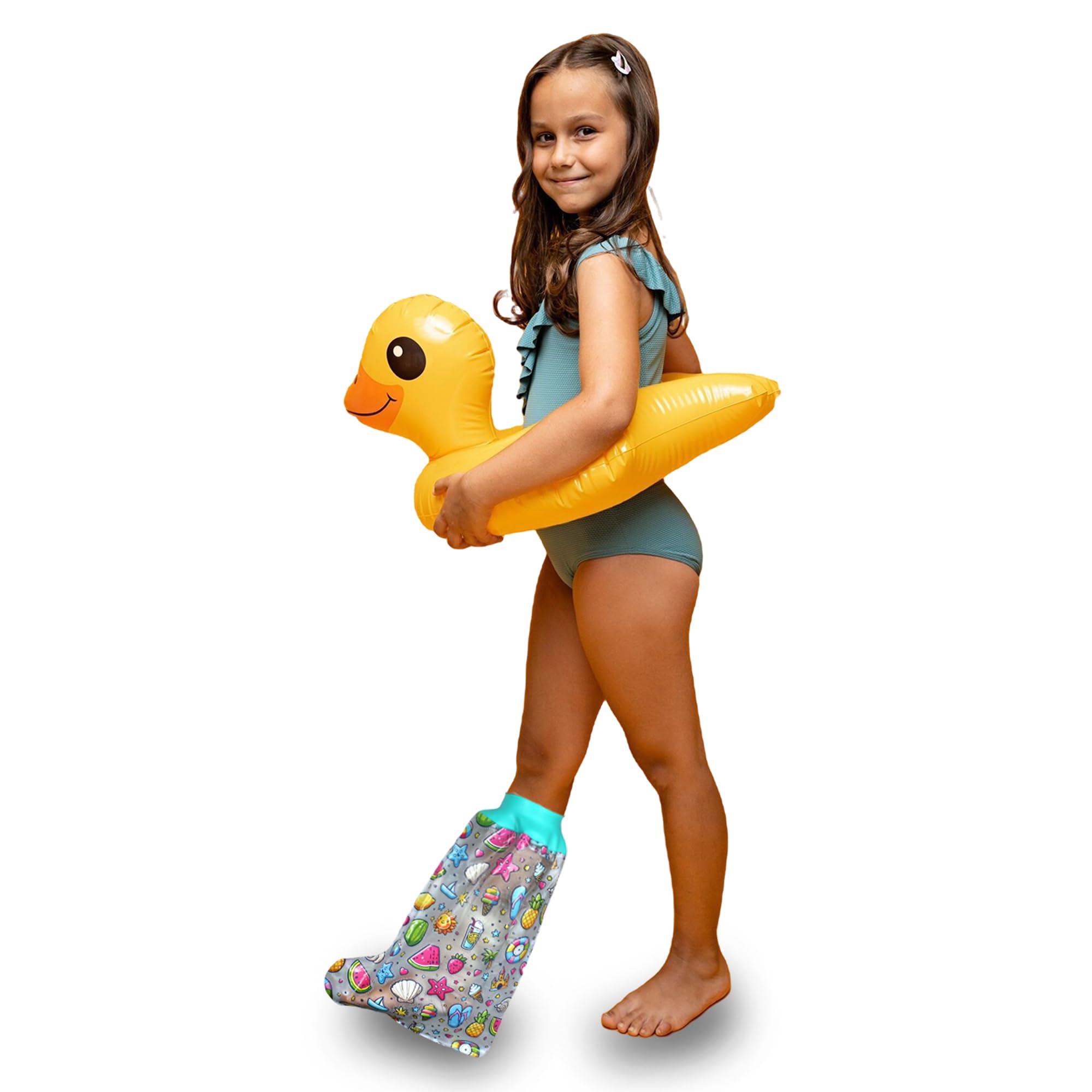 DOJA Barcelona | Protector Escayola para Pie | Niños | 455x355mm |Funda Impermeable de PVC Con Cierre Silicona | Cubre Escayola Pie Niño Adulto o Adolescente | Resistente al Agua Para Ducha o Piscina