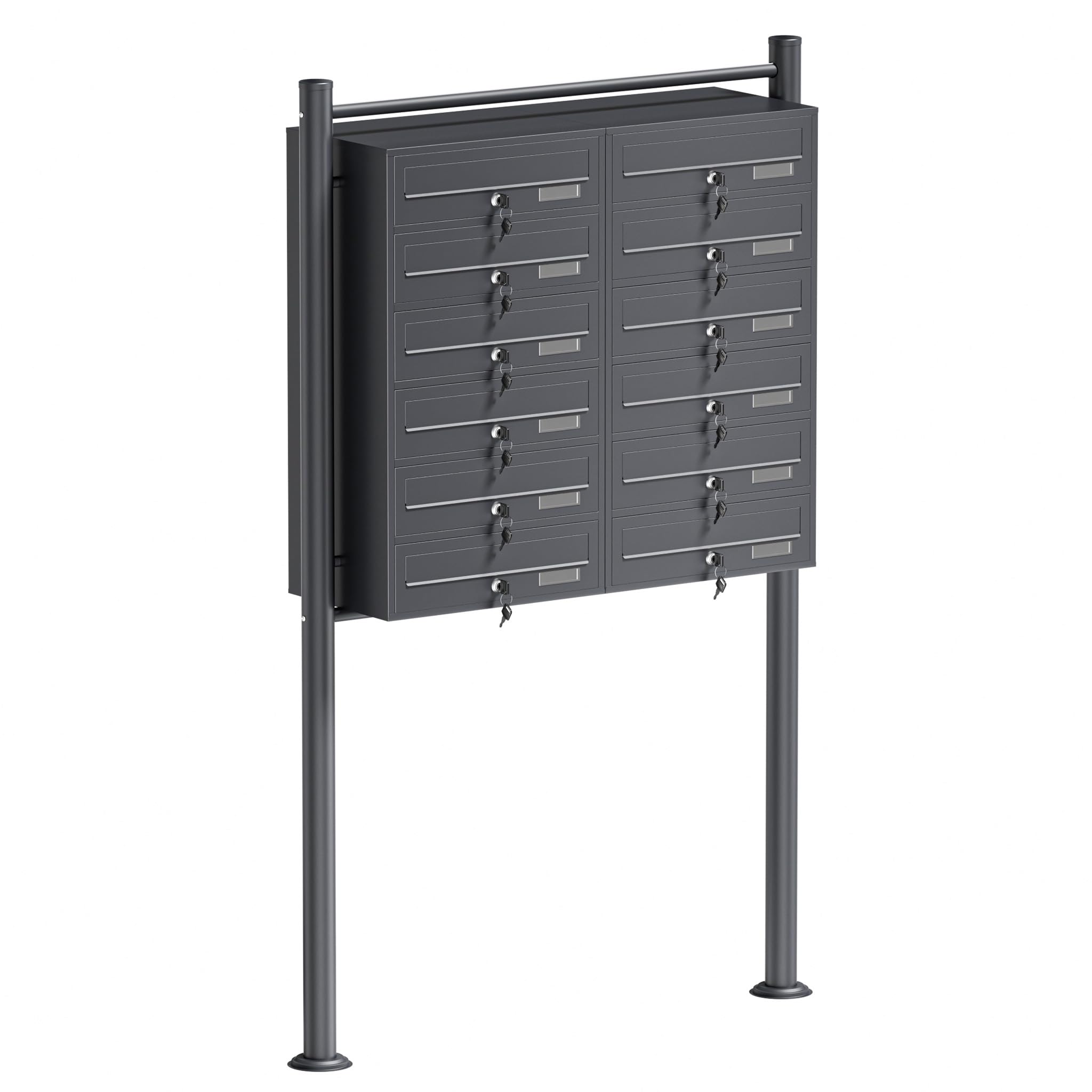 Multiple Outdoor Letterbox Standing Multi-slot Postbox 2x6 Galvanised Steel Mailboxes in Anthracite