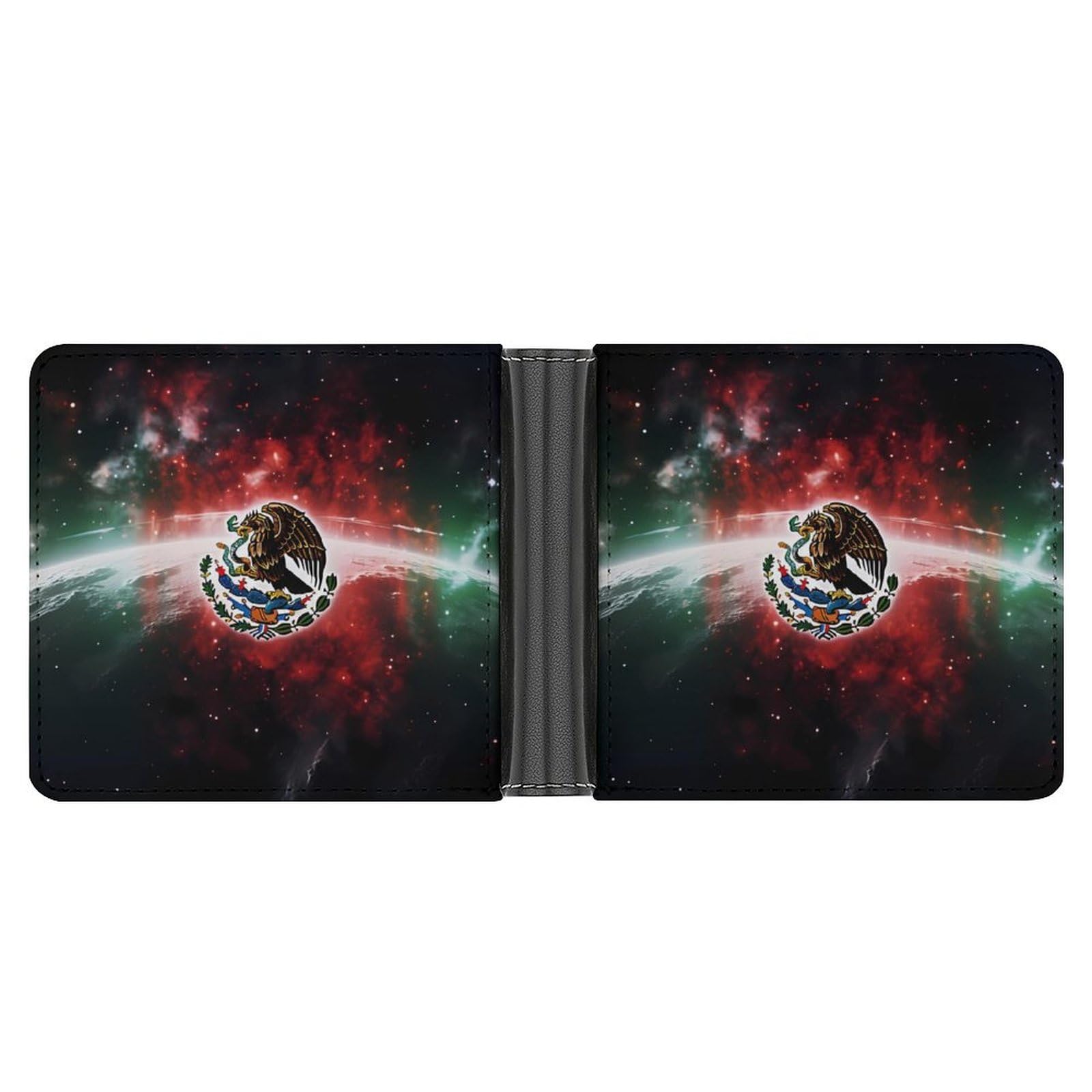 Mexico Flag Eagle Bifold Wallet PU Leather Coin Purse Lightweight Credit Card Holder Wallet Money Clip