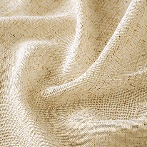 EMEMA Leinenvorhang Gardinen Vorhänge mit Ösen Beige 2er H200xB140cm – Ansicht 6