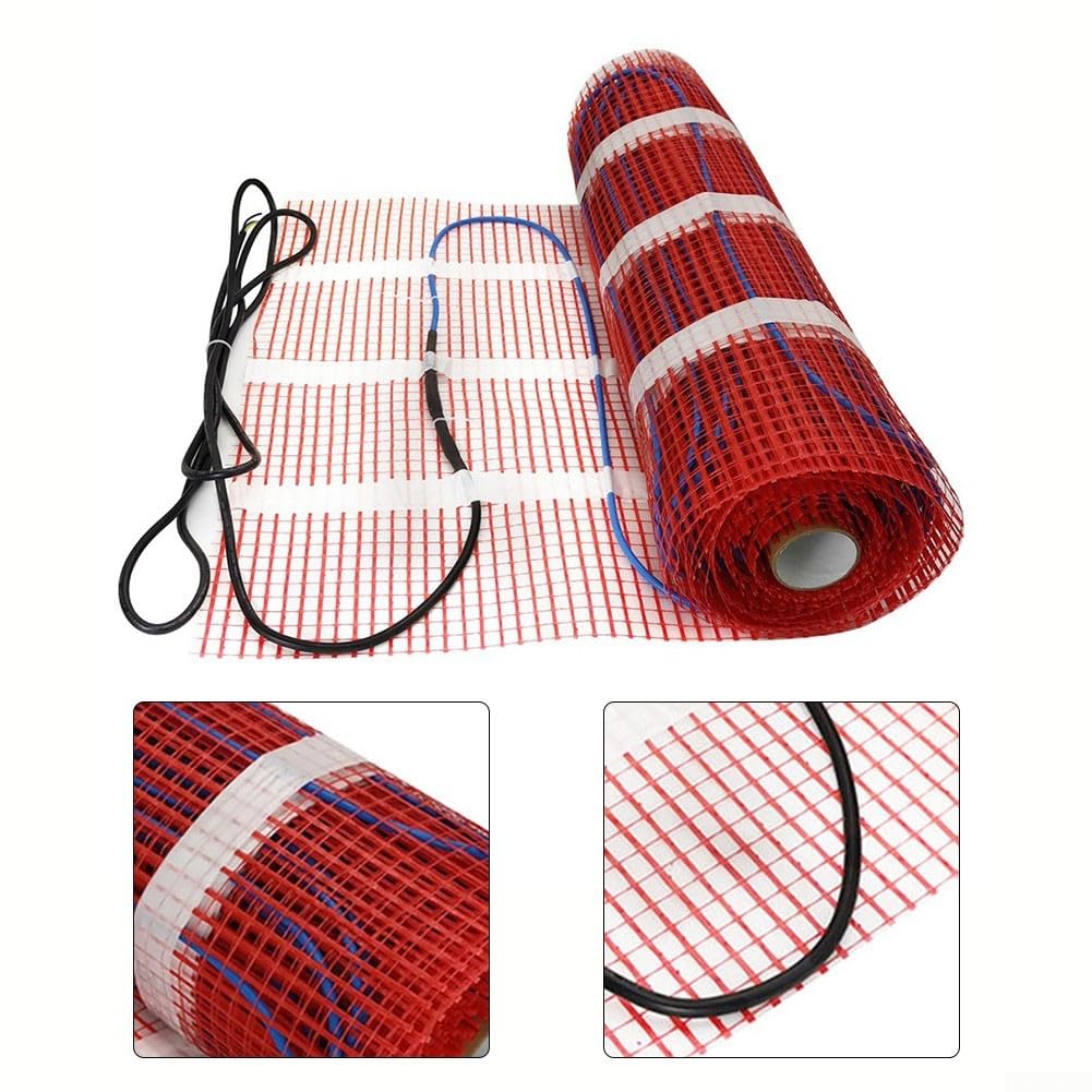 Calefacción tipo cable, almohadilla de calefacción de piso con termostato digital, kit de calefacción por suelo radiante eléctrico (50 cm x 3 m)