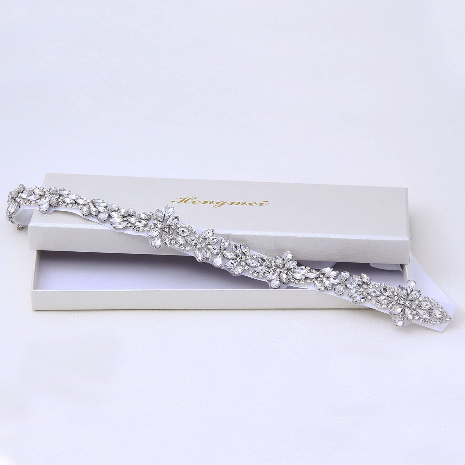 Cinturón nupcial de diamantes de imitación Cinturón de vestido de novia Cinturón de boda elegante F, Blanco 3