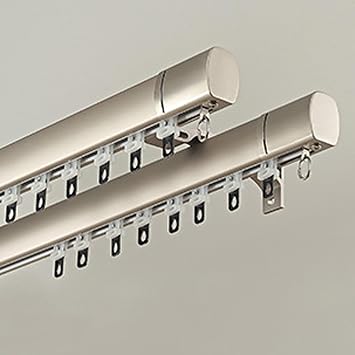 Double Curtain Rod, Heavy Duty Curtain Rods, Drapes, and Room Dividers Ceiling Or Wall Mount Curtain Rod -Room Divider-Sliding Curtain RailSide-Loading Gray,1.9m/6.2ft