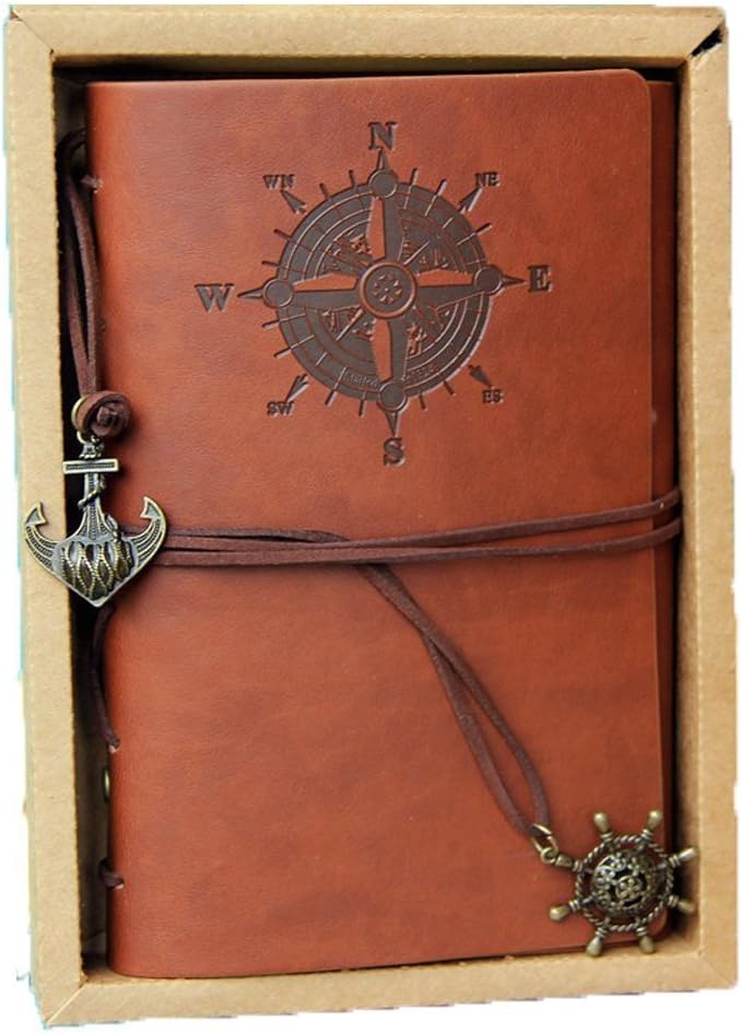 Vintage Leather Journal Notebook Classic Retro Spiral Ring Binder Diary Book- Brown Color