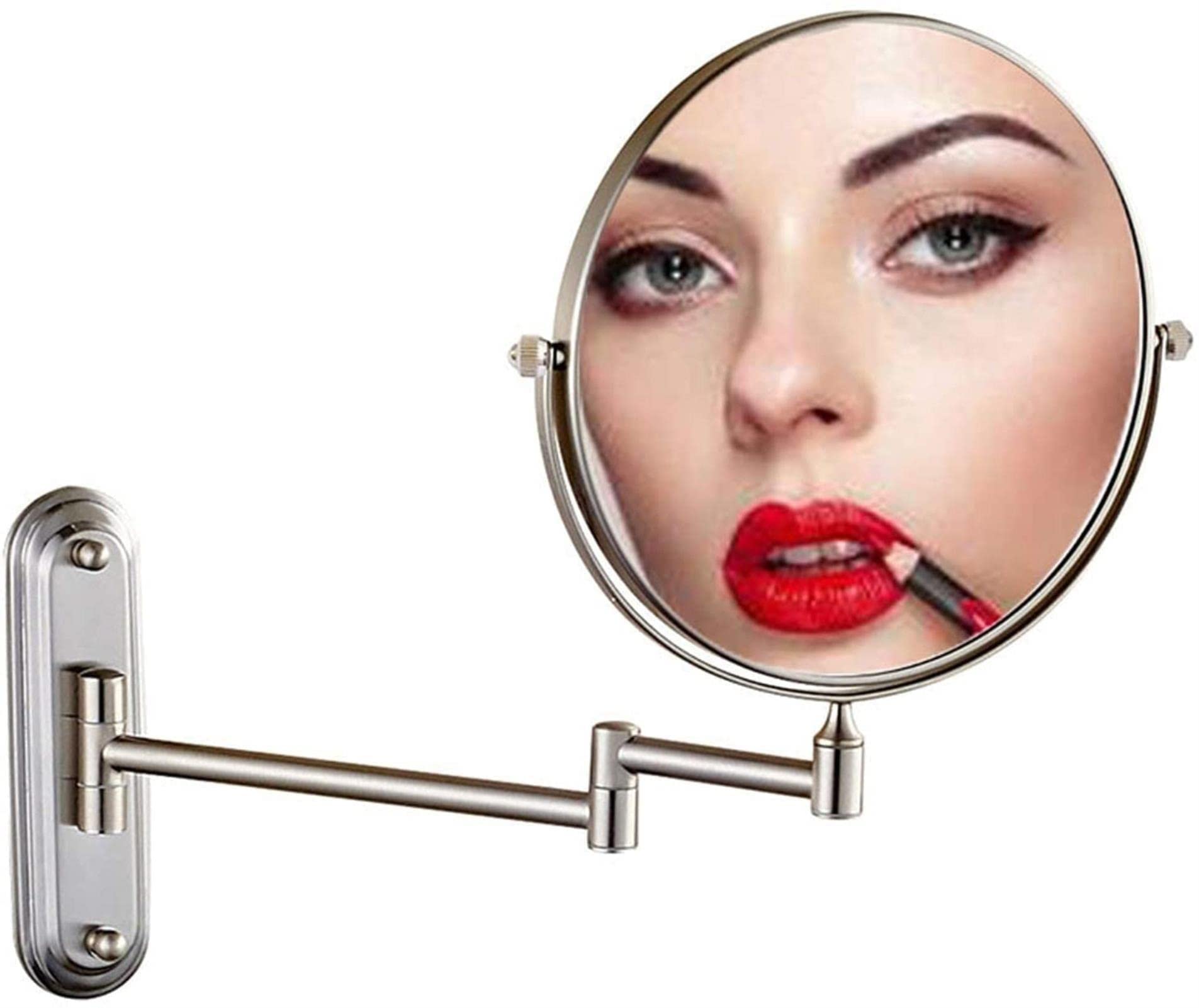 Miroir de vanité cosmétique brossé avec bras articulé haut de gamme