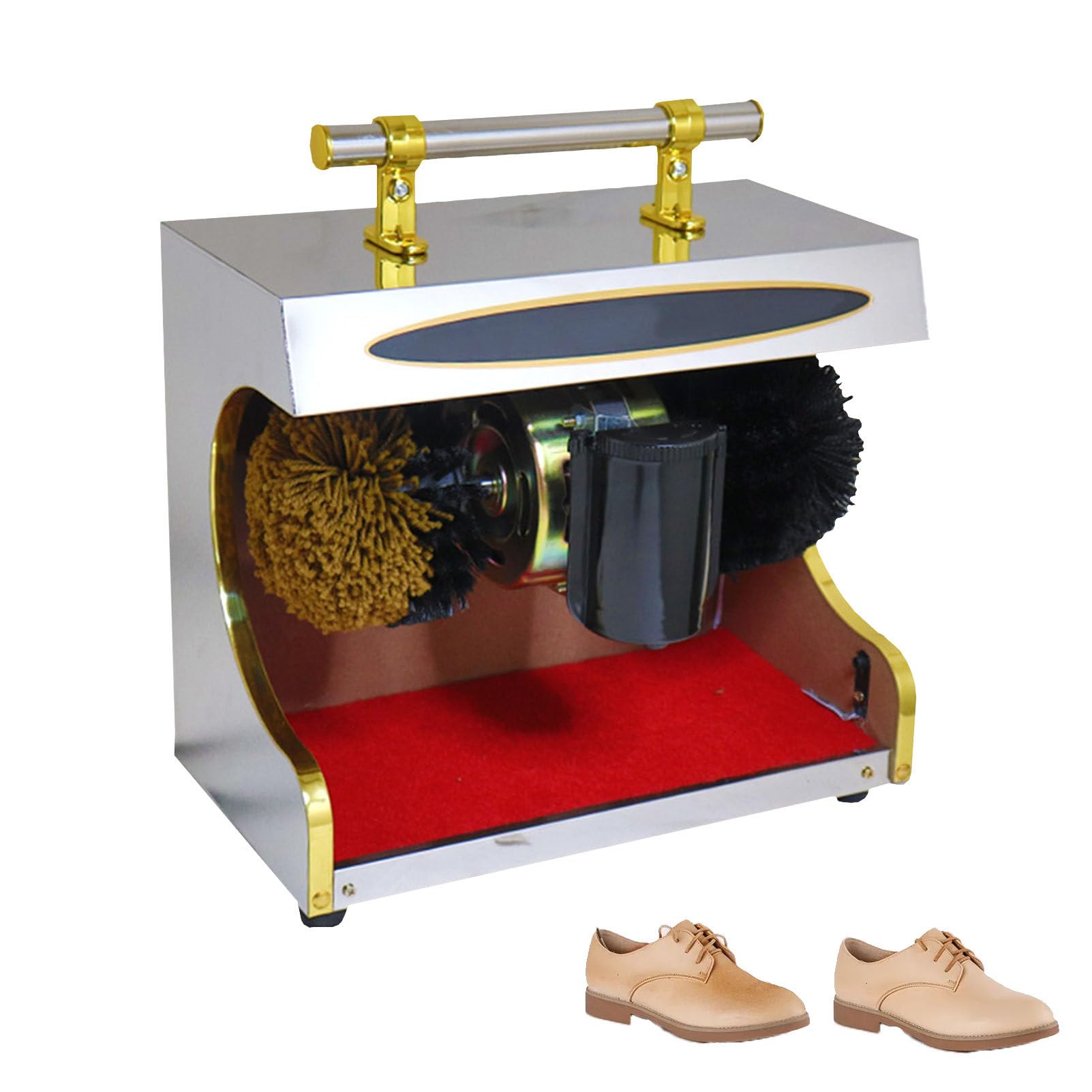 Máquina eléctrica de lustrado de zapatos, dispositivo automático de pulido de zapatos con cepillos dobles para una limpieza eficiente, ideal para entradas de hotel y uso doméstico