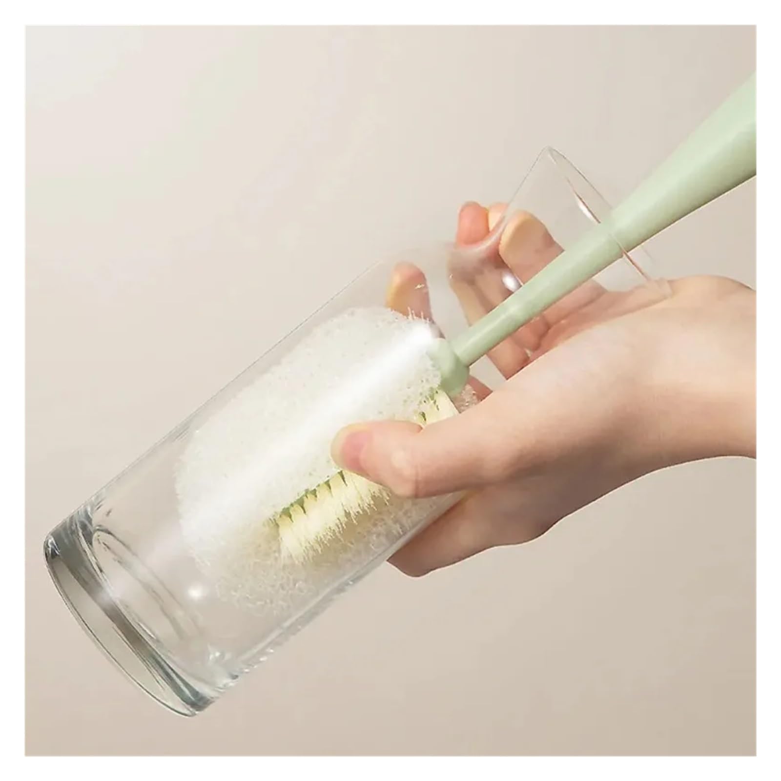 Flaschenbürstenreiniger mit langem Griff, Abnehmbarer Reinigungsbecher-Schrubber, Waschbürste, Schwamm-Reinigungsbürste, Flaschenwascher for die Küche(Color 02)