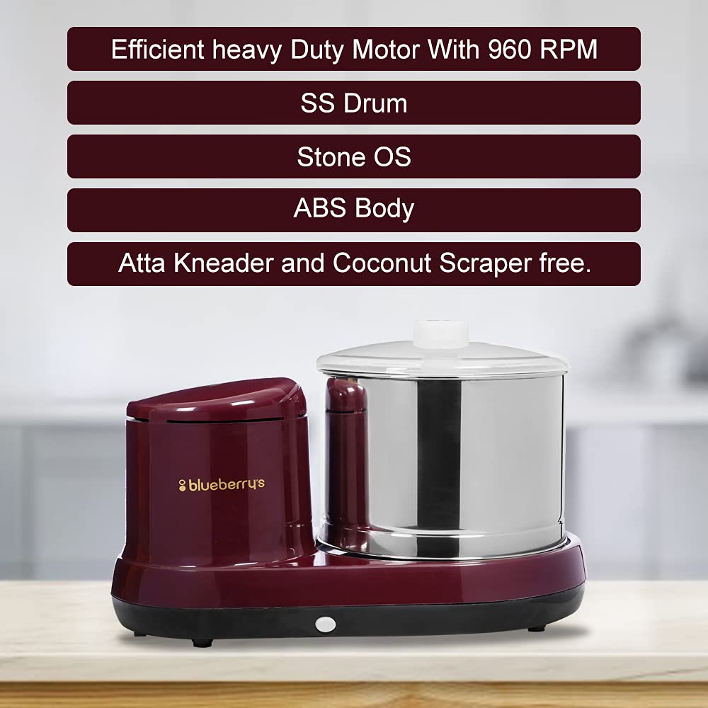Blueberry's Wet Grinder - 2L Cherry Red -3