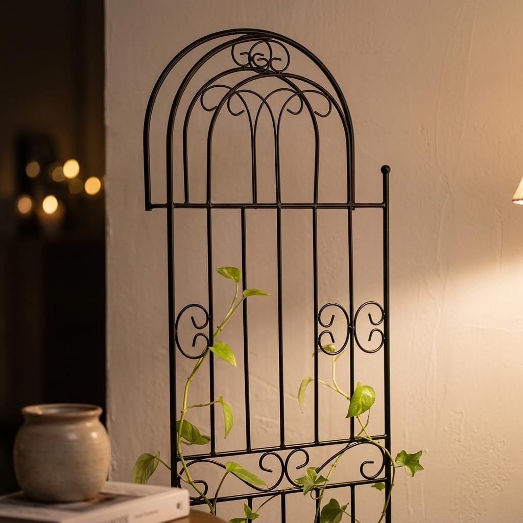 Traliccio da Giardino Arco in Metallo, Sezioni Preassemblate, Struttura per Fiori, Terrazze Panoramiche, Per Proprietari Giardino, Nero, 200 cm Altezza 50 cm Larghezza