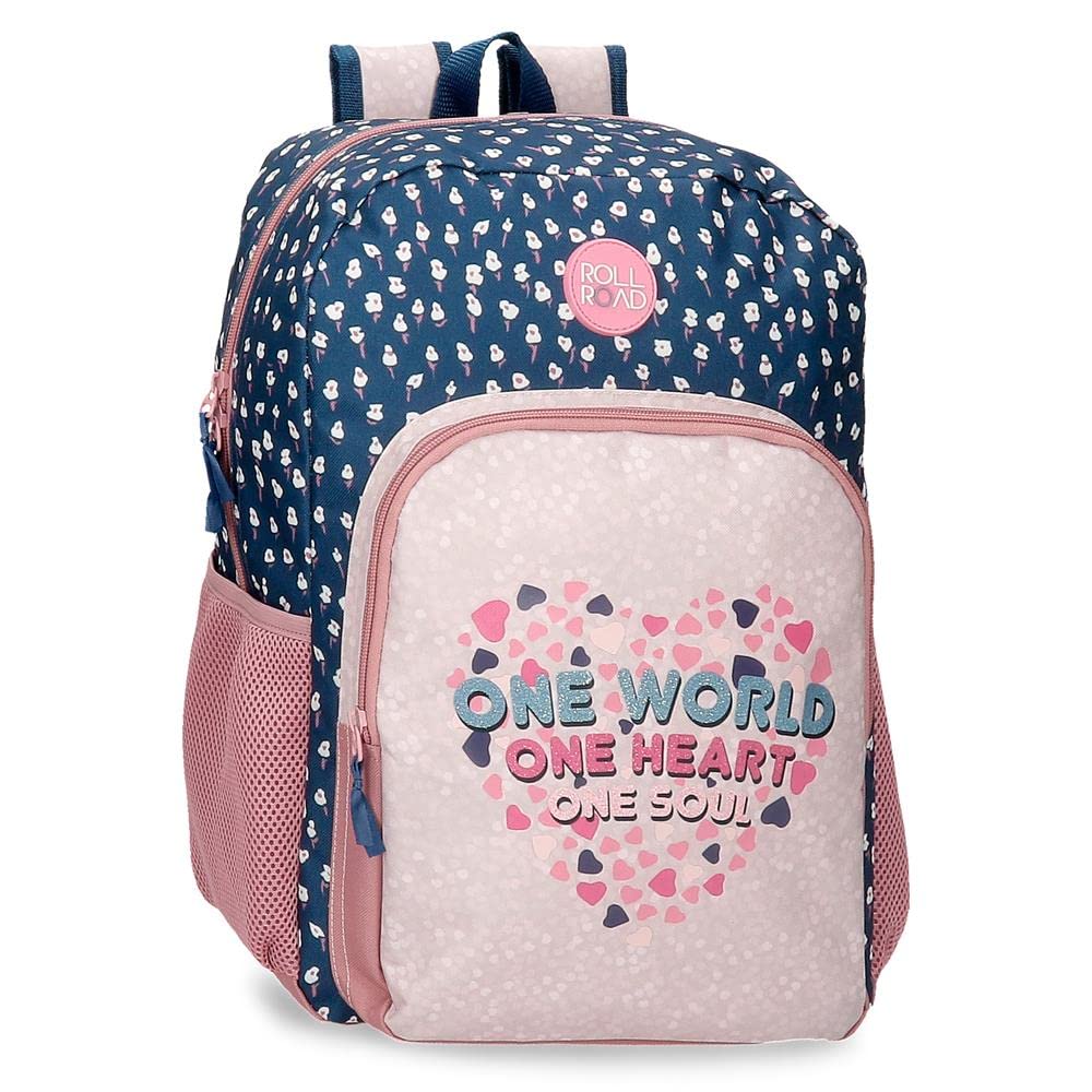 ROLL ROAD One World Mochila Escolar Rosa 30x40x13 cms Poliéster 15,6L