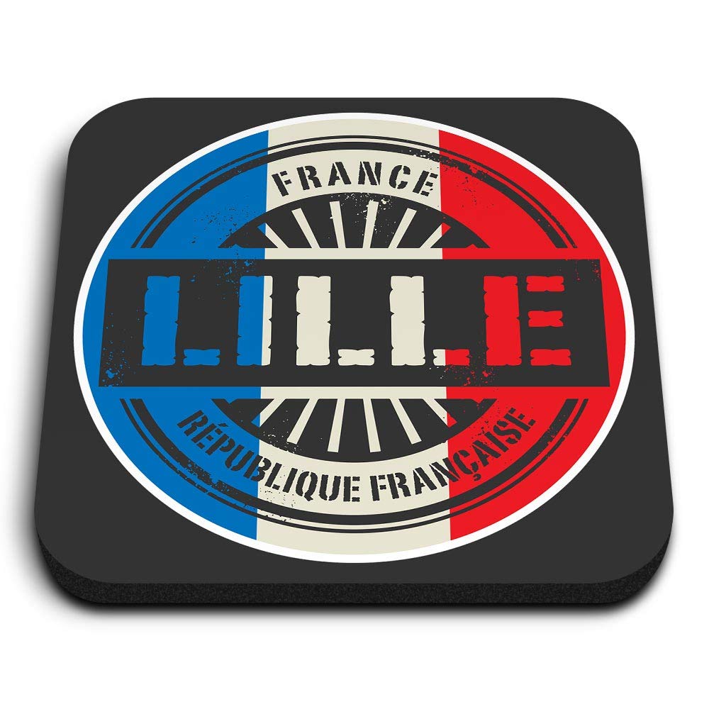 1 x Square MDF Fridge Magnet - Lille France French Flag 6025