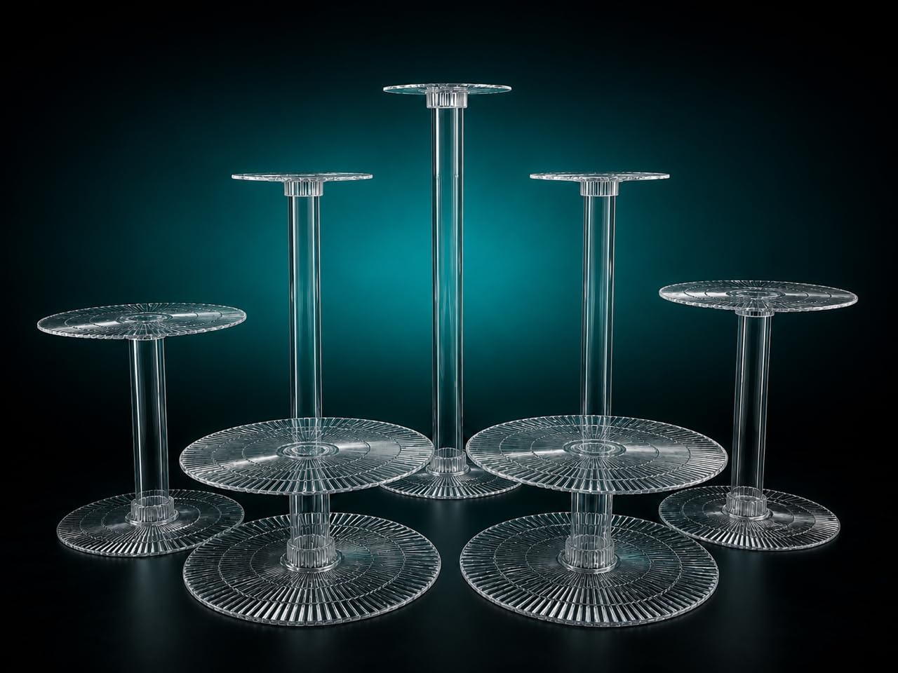 7 Tier Clear Cascade Wedding Cake Stand (STYLE R700)