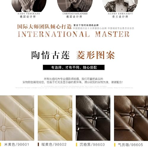 Miniatura 6 de Estilo antiguo europeo 3D patrón de diamante imitación cuero decoración suave PVC papel pintado dormitorio sala TV fondo pared 20.87 pulgadas de