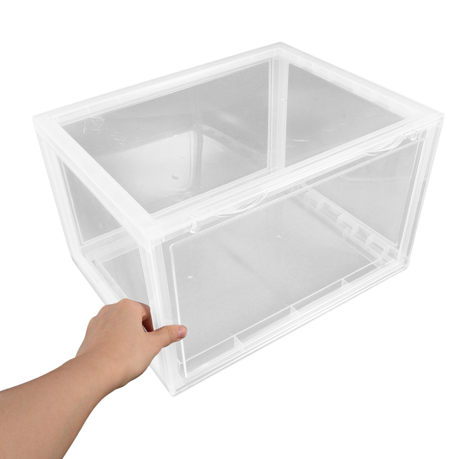 PLAFOPE Schuhkarton aus Acryl Faltbarer Schuhkarton Transparent Stapelbar mit Magnetischer Seitenöffnung für Sneaker und Schuhe für Zuhause und Büro
