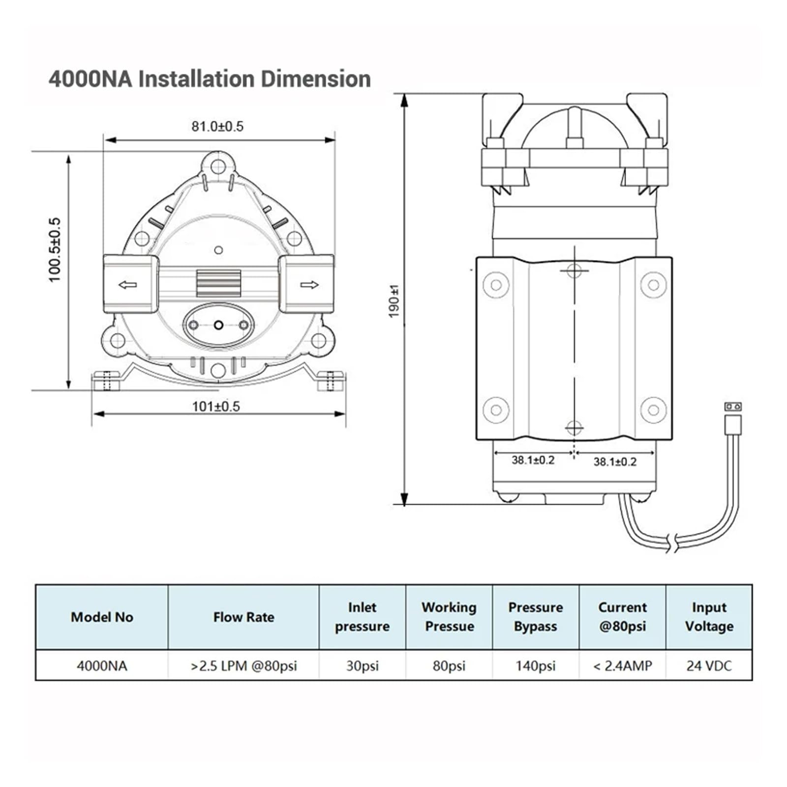Bomba de refuerzo de ósmosis inversa con filtro de agua de 400 GPD y 4000 NA for agua potable Debajo del fregadero