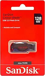 SanDisk Pen drive USB Cruzer Blade, 128 GB, preto/vermelho (SDCZ50-128G-A46)