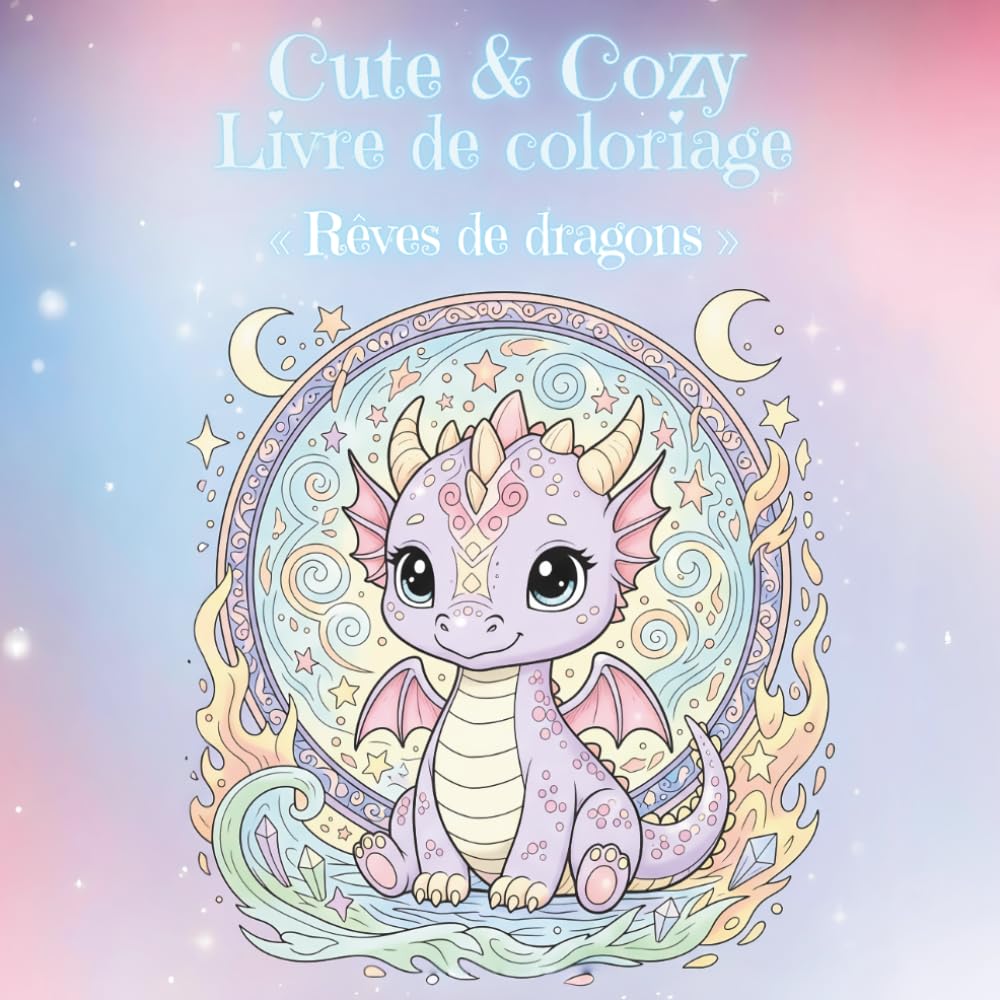 Livre de coloriage mignon et cosy – Rêves de dragons: Petits dragons, châteaux et trésors à colorier (Livres de Coloriage Mignons et Douillets)