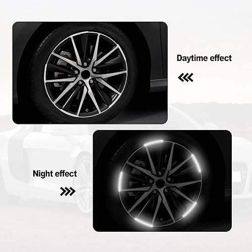 Miniatura 6 de 20 calcomanías reflectantes antiarañazos, calcomanías decorativas para ruedas de automóvil, motocicleta, advertencia de seguridad nocturna,
