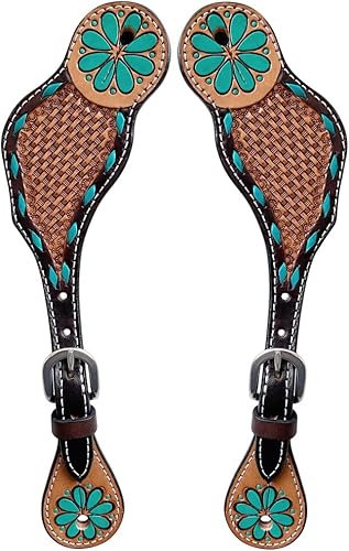 Miniatura 7 de Correas de cuero para adultos  Correas de espolón occidentales para mujer para montar a caballo, carreras de barril, espectáculo y rodeo  Correa de