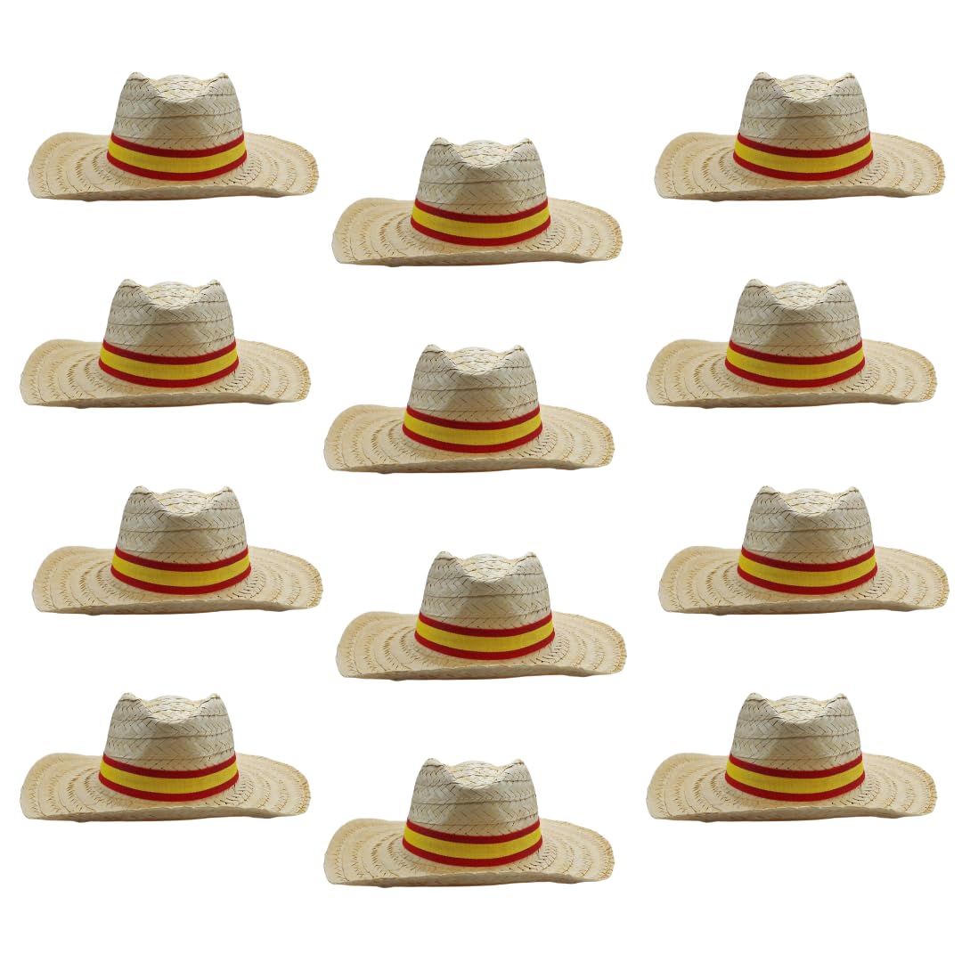 Pack Sombreros de Paja con Cinta Bandera España Para Grupos: Despedidas, Peñas, Ferias, Eventos Patrios, Capeas o Viajes de Verano | Accesorio Ideal para Grupos y Fiestas