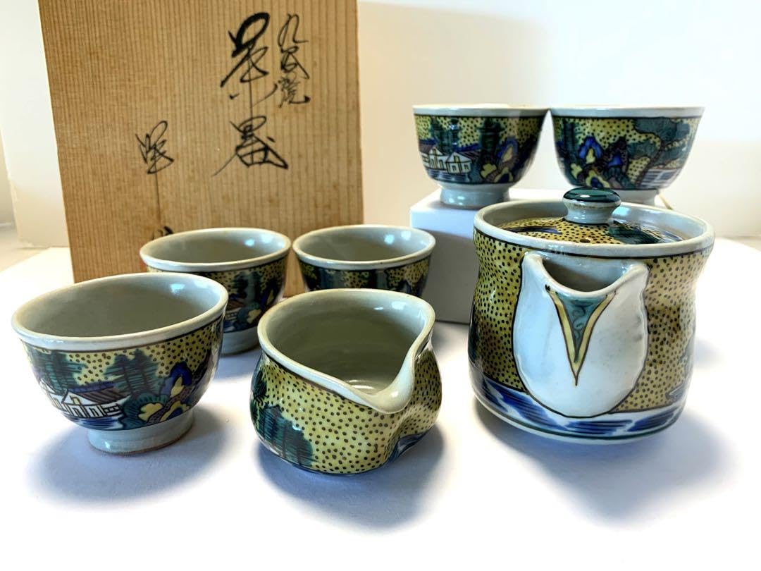 Amazon.co.jp: 九谷焼 茶器セット 宝瓶1 湯冷まし1 湯呑5 煎茶揃い