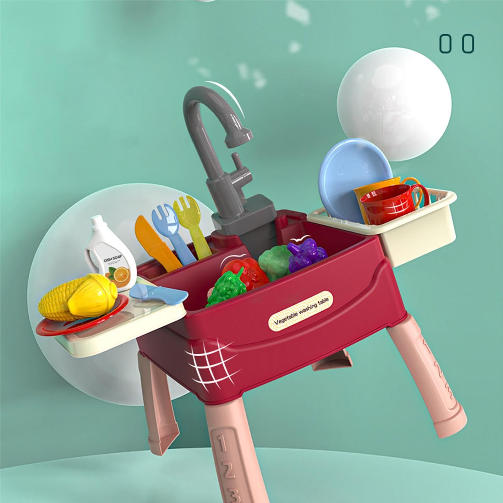 Da Gioco Con Acqua Corrente - Giocattolo Per Lavastoviglie Per Bambini | Set Di Giocattoli Per Giochi Di Ruolo Da Cucina Con Rubinetto Funzionante | And Cutting Food Fruits Vegetables A