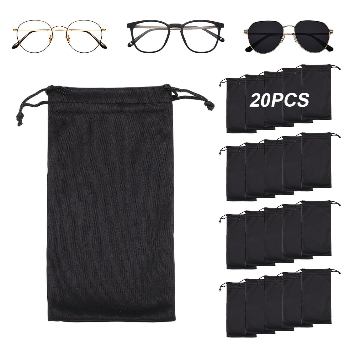 3 Pcs Sacchetti Occhiali Astuccio Portaocchiali Borsa Per Custodia