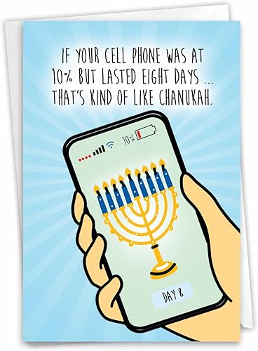 Miniatura 1 de NobleWorks Tarjeta de felicitación histérica de Janucá con sobre de 5 x 7 pulgadas (1 tarjeta) Miracle C10145HKG