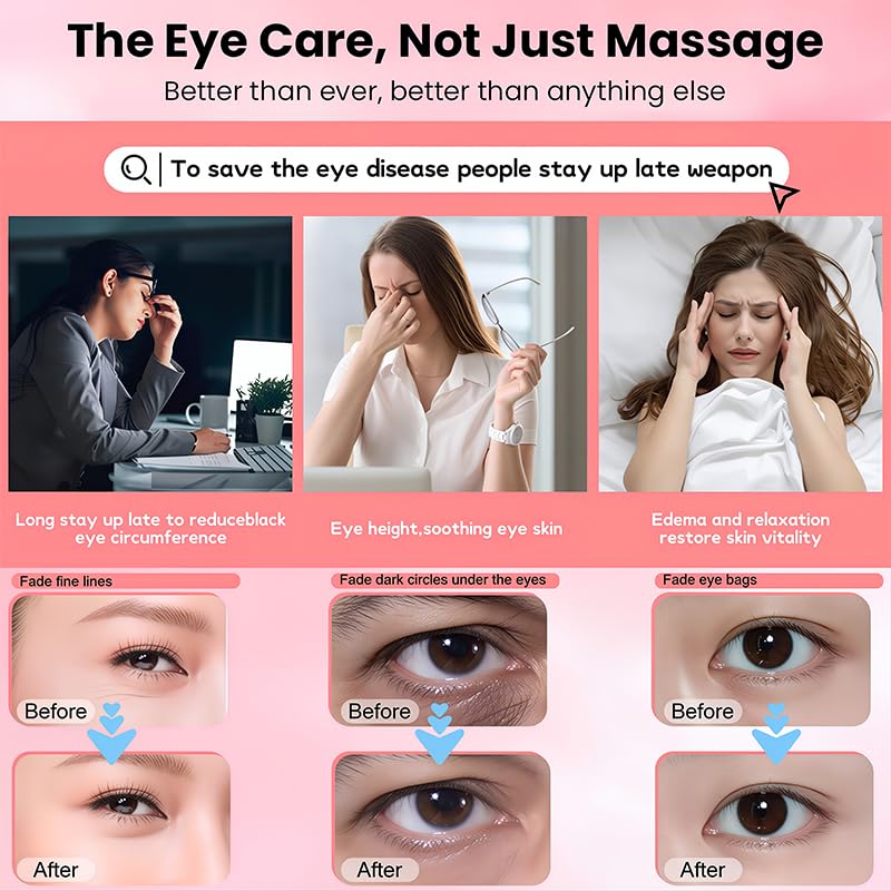 Gafas de Terapia de Luz Roja para Ojos, Masajeador Ocular con 3 Niveles de Microcorriente EMS, Para Disminuir las Líneas de Expresión y Ojeras, Aliviar la Fatiga Ocular
