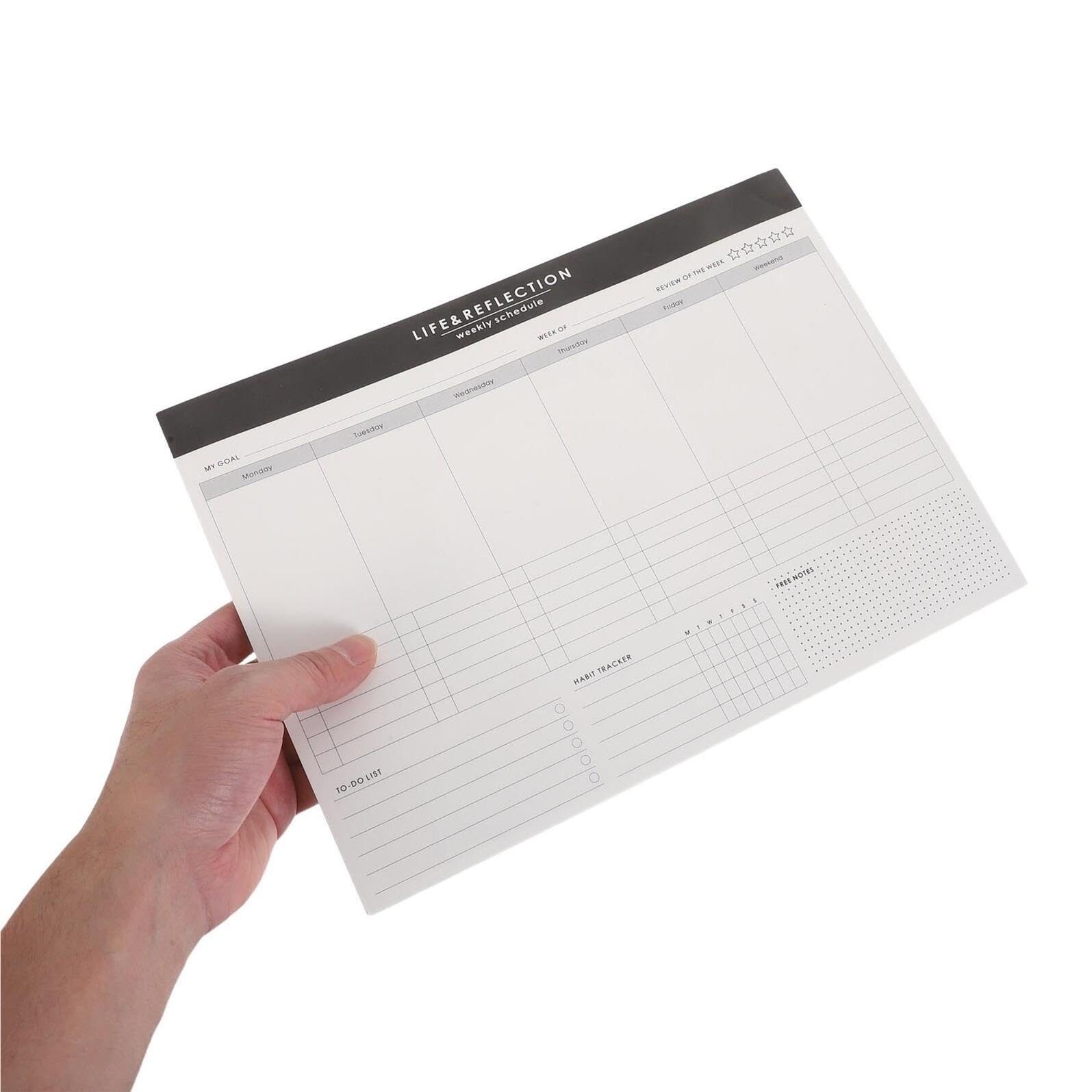 Writable Paper Weekly Schedule Planner Notebook Smooth Surface Weekly Scheduler Pad for Home School Work Task Organizer with Goal Tracker And To Do List Sections